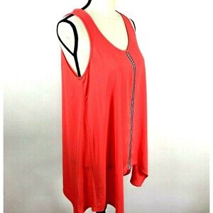 Pleione Tunic Top Women XS Sleeveless Flowing Coral Asymmetrical Hem